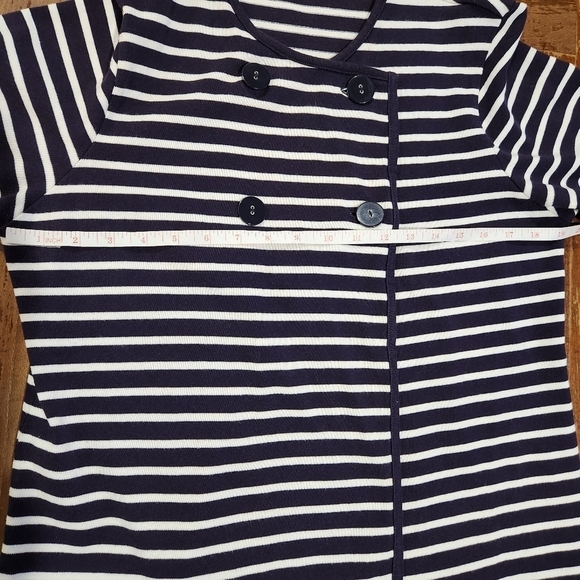 Lands End Women's Striped Cardigan ¾ Length Sleeve Size 10-12 - Picture 3 of 9